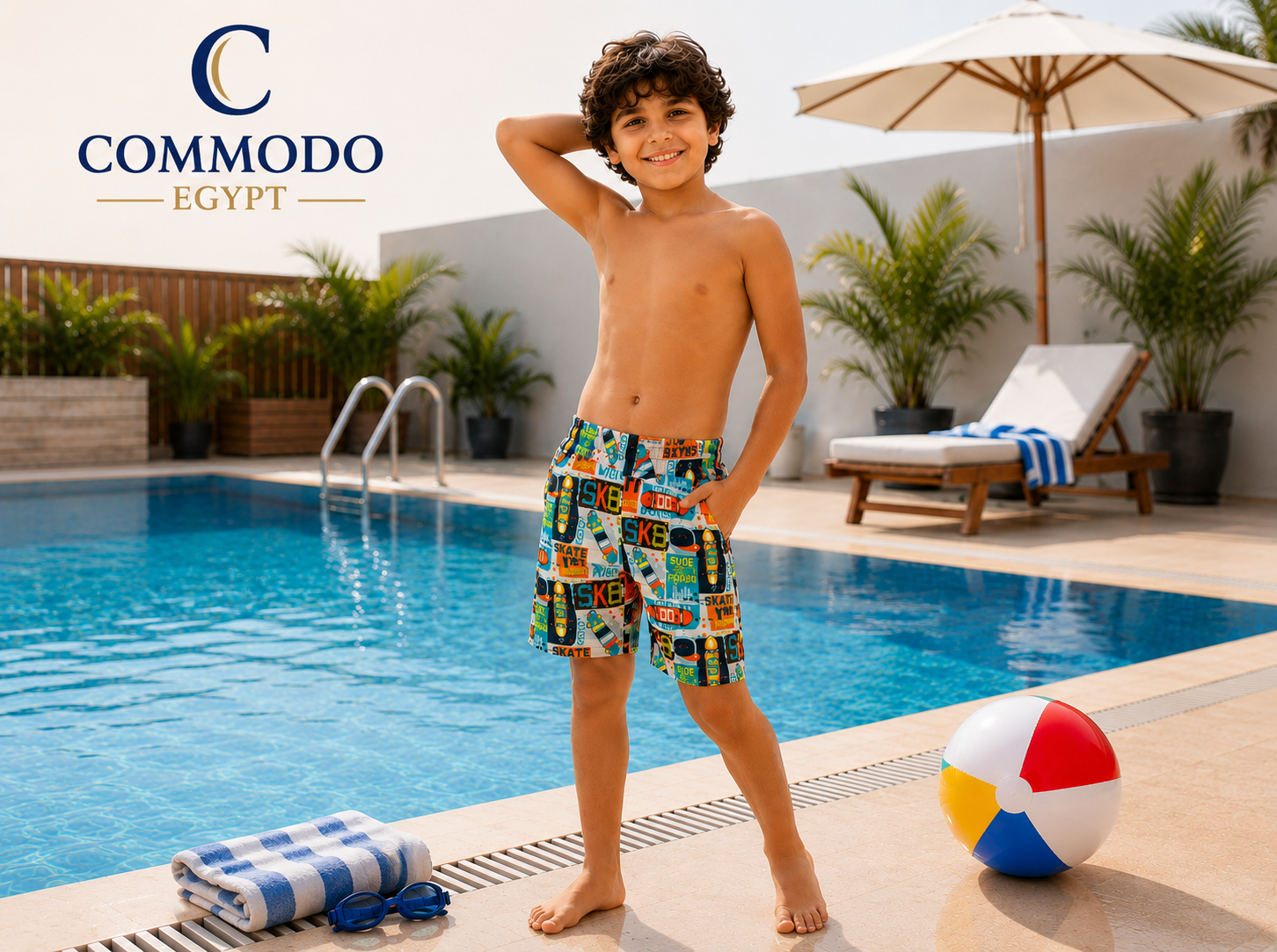 2b8aaf38-5962-4476-9e67-e653dfcc914d COMMODO Boys Graffiti Skateboard Swim Shorts - Image 1