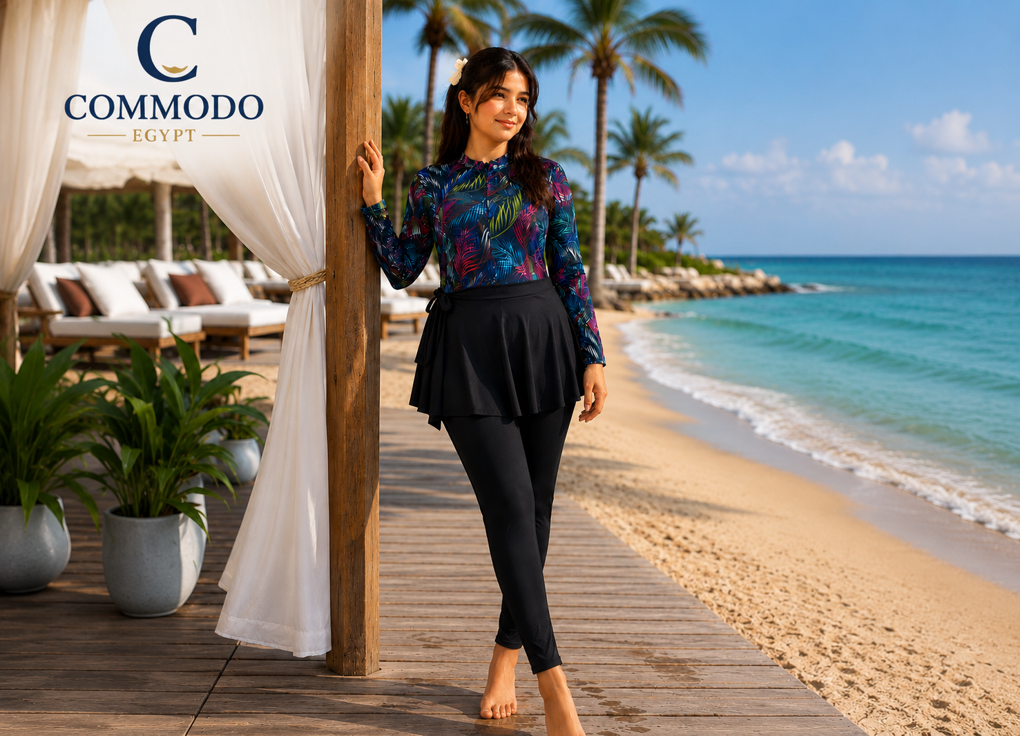 63c22c7b-3aef-4263-809a-8f113fa256d6 COMMODO 2-Piece Full Jumpsuit & Wrap Skirt Burkini Set - Image 1