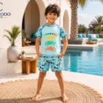 COMMODO Boys 2-Piece "Summer Vibes" Rash Guard & Swim Shorts Set