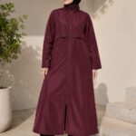 Deep Maroon Long Jacket Burkini - Elegant 3-Piece Modest Swimset