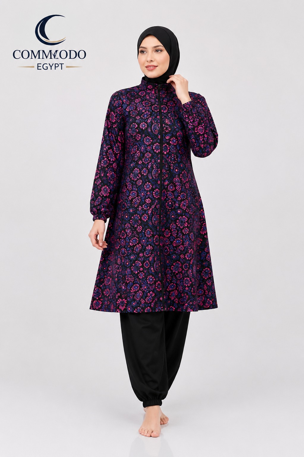 696960518_122110463163167289_3696434480993564275_n Floral Pattern Long Jacket Burkini - Elegant 3-Piece Modest Swimsuit Set - Image 1