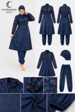 Exotic Turquoise Floral Burkini - Premium 3-Piece Modest Swimwear Set - Image 2