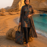 Modern Camo Print Modest Burkini - Premium 5-Piece Complete Swim Set