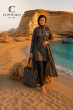 Modern Camo Print Modest Burkini - Premium 5-Piece Complete Swim Set