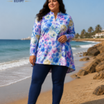 Plus Size Colorful Shell Print Modest Burkini - 3-Piece Swimwear Set