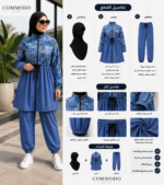 COMMODO 3-Piece Waterproof Burkini Set (Dress + Pants + Turbon) - Image 2
